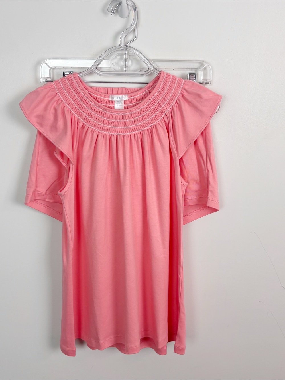 LAKE Pajamas Pima Smocked Flutter Sleeve Short Set Coral Size XXS